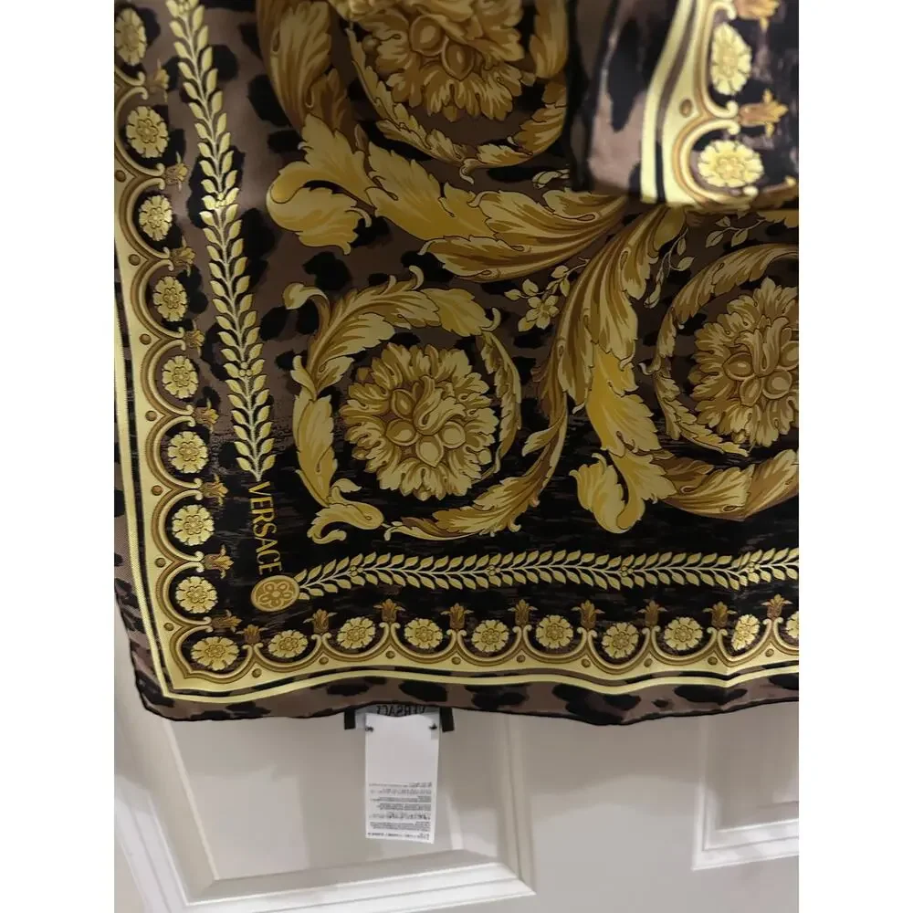 Versace Leopard Print Silk Scarf